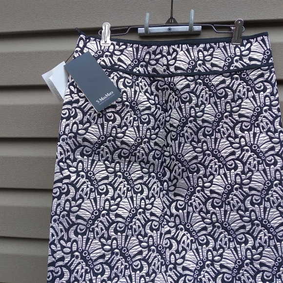 'S MaxMara Sz 4 Silver Black Skirt Palmas - Picture 2 of 8